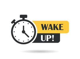 Wake up icon in flat style. Good morning vector illustration on isolated background. Alarm clock ringing and mornings wakes sign business concept.