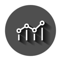 Benchmark measure icon in flat style. Dashboard rating vector illustration on black round background with long shadow. Progress service business concept.