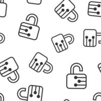 Cyber security icon seamless pattern background. Padlock locked vector illustration on white isolated background. Closed password business concept.