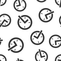 Real time icon seamless pattern background. Clock vector illustration on white isolated background. Watch business concept.