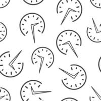 Real time icon seamless pattern background. Clock vector illustration on white isolated background. Watch business concept.