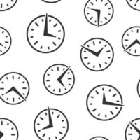 Real time icon seamless pattern background. Clock vector illustration on white isolated background. Watch business concept.