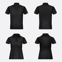 3D Black Polo Shirt Template vector