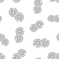 Development icon seamless pattern background. Devops vector illustration on white isolated background. Cog with arrow business concept.