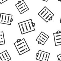Checklist document sign icon seamless pattern background. Survey vector illustration on white isolated background. Check mark banner business concept.
