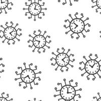 Real time icon seamless pattern background. Clock vector illustration on white isolated background. Watch business concept.