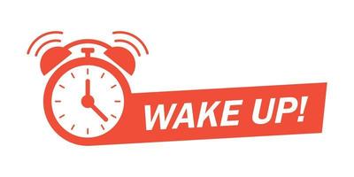 Wake up icon in flat style. Good morning vector illustration on isolated background. Alarm clock ringing and mornings wakes sign business concept.