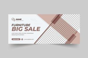 Modern furniture sale social media cover template vector