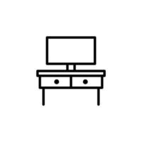 Computer desk icon with outline style vector