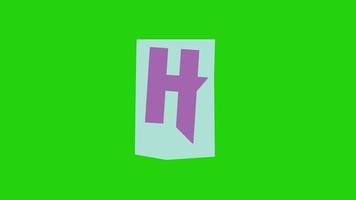 alfabeto h - papel de animação de nota de resgate cortado na tela verde video