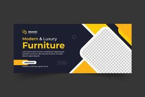 Furniture sale social media cover template or promotional web banner template vector