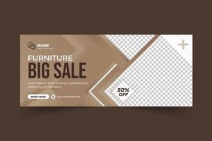 Furniture sale social media cover template or web banner template vector