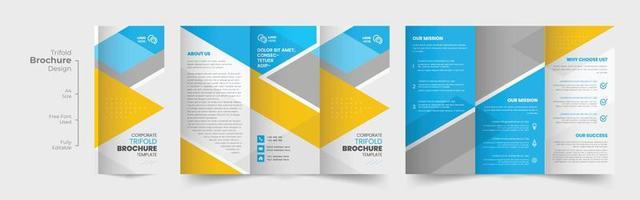 Modern business trifold brochure design template, Professional business three fold flyer template, Simple and minimalist promotion layout vector