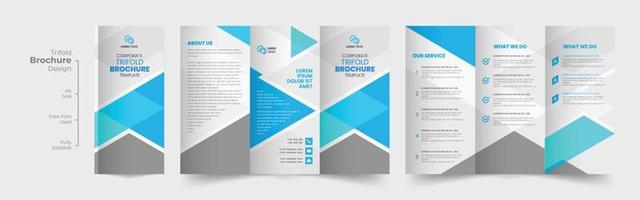 Modern business trifold brochure design template, Professional business three fold flyer template, Simple and minimalist promotion layout vector