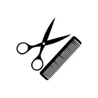 peine y tijeras icono. tijeras cepillo para el pelo vector ilustración, pelo peines y tijeras conjunto aislado en un blanco antecedentes. Barbero icono, vector mejor plano icono.