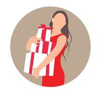 Girl in red with gifts vector