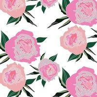 Summer pattern with peony flowers in pink tones vector