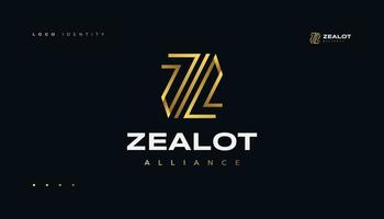 letra z logo diseño con elegante dorado degradado color vector