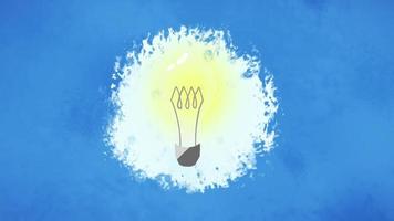 2d Animation of Light bulb against white Spinning Texture and Blue Grunge Background video