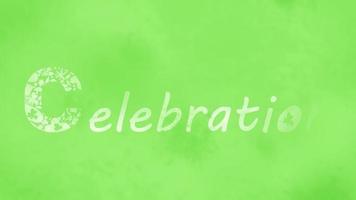 Word Celebration Decorated in Foliage With Ink Reveal Effect on Green Textured Background video