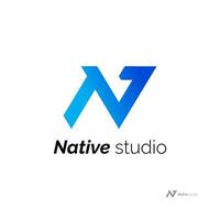 N letter logo with modern and clean style accompanied by blue color with technology concept vector