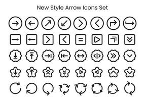 arrow icon vector set with black and white color, left arrow, right arrow, up arrow, down, curved