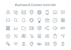 color business icon set, web icon set, contact icon set for mobile apps and website vector