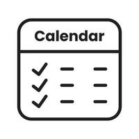 Calendar Outline Icon, Linear Calendar, Black and White Transparent vector