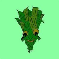 Halloween leaf monster plant smiling vector