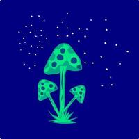 Mushroom in the middle of fantasy night vector