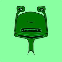 Funny green alien with separate eyes vector