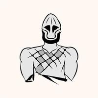 Front side of warrior character with mask vector