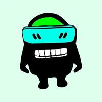 Unique black icon character vector