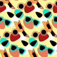 Pattern of colored glasses in retro style. Background for the optics store, packaging. Background printing in retro colors on banners, flyers. Advertising topics. Printing on textiles and paper vector