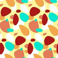 Fashionable seamless pattern with abstract shapes. Hand-drawn simple shapes. Abstract modern vector illustration in retro style. Bright shades on a light yellow background. The texture of the stamp.