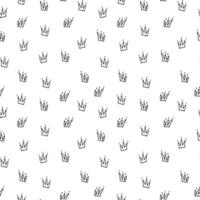 Vector crown seamless pattern. Hand drawn crowns isolated on white background. Vector stock illustration.