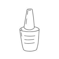 Vector gel polish glass bottle doodle illustration. Hand drawn glass bottle with nail gel polish