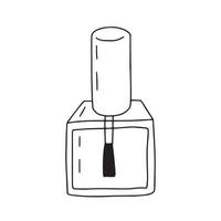 Vector gel polish glass bottle doodle illustration. Hand drawn glass bottle with nail gel polish