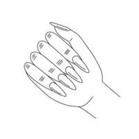 Vector woman hand sketch with manicure. Beautiful woman hand with nails illustration