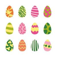 Pascua de Resurrección huevos de colores colocar. mano dibujado ornamento vector Pascua de Resurrección huevos. acortar Arte aislado en blanco antecedentes. vector valores ilustración. diseño para textil, decoración, pegatinas