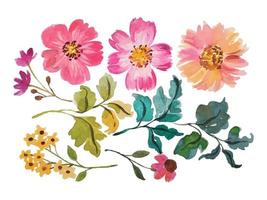 watercolor flower elements clipart handraw vector