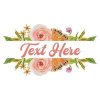 watercolor flower frame template vector