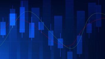 las estadísticas de negocios financieros con gráfico de barras y gráfico de velas muestran el precio del mercado de valores y las ganancias efectivas en el fondo azul vector