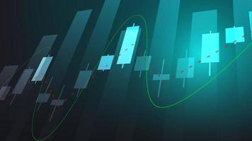 economy situation concept. Financial business statistics with bar graph and candlestick chart show stock market price and currency exchange on green background vector