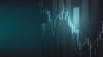 economy situation concept. Financial business statistics with bar graph and candlestick chart show stock market price and currency exchange on green background with copy space vector