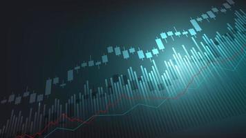 concepto de situación económica. las estadísticas de negocios financieros con gráfico de barras y gráfico de velas muestran el precio del mercado de valores y el cambio de divisas en el fondo verde vector