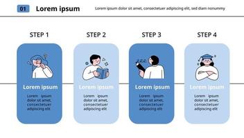 Presentation and web page concepts template. education student illustration. vector