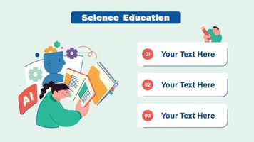 Presentation and web page concepts template. education student illustration. vector