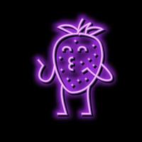 strawberry character neon glow icon illustration vector