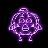 pumpkin vegetable character neon glow icon illustration vector